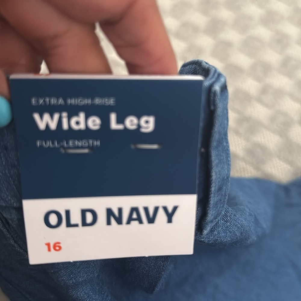 Old Navy Extra High-Waisted Baggy Wide-Leg Pleated Trouser Jeans Women's Size 16 - Picture 8 of 9